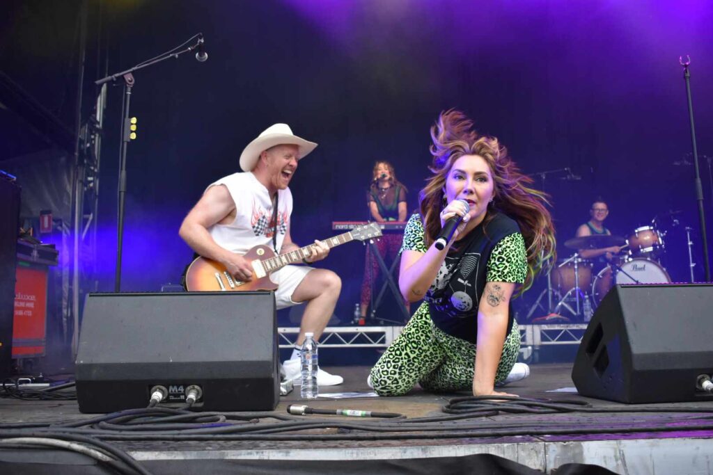 Live performance by Killing Heidi, headline act at the Swan Hill Food and Wine Festival, showcasing live music and festival atmosphere